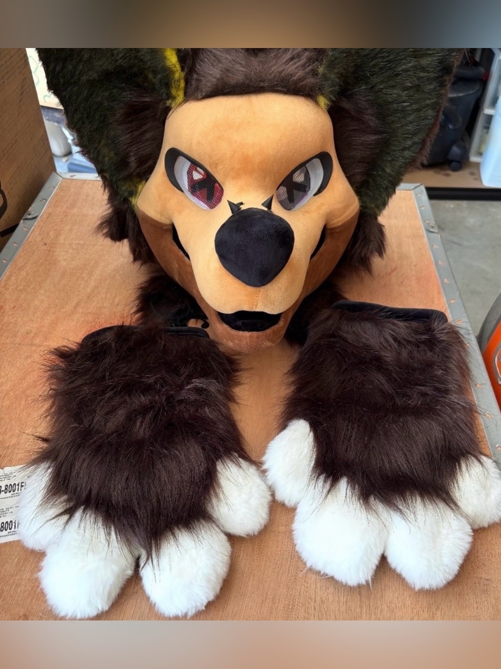 Plush Brown & Cream Animal Fur Suit with Paw Set
